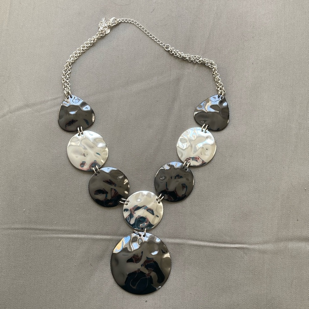 Gray and silver statement necklace